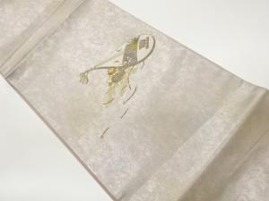 引箔琵琶模様織出し袋帯